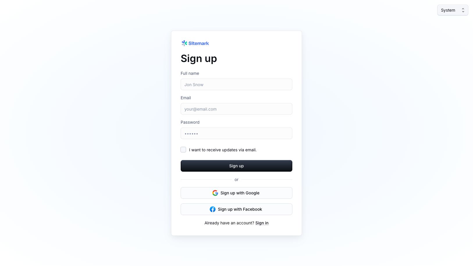 Sign-up